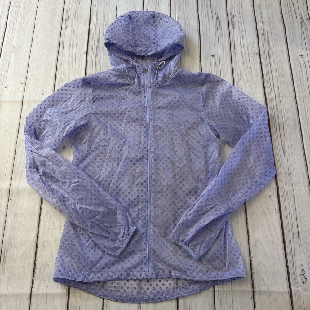 Nike Womens Small Lightweight Windbreaker Jacket Full Zip Long Sleeve Polka Dot